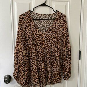 Shein leaopard blouse